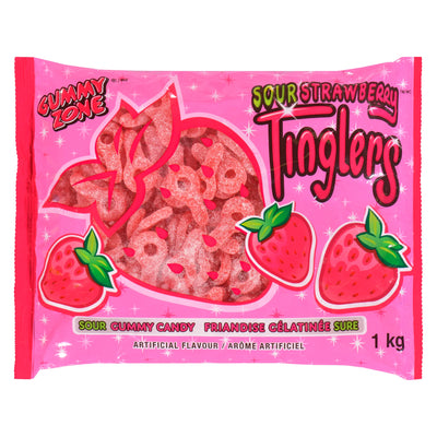 Gummy Zone Sour Strawberry Tinglers Gummy Candy Super Size (Case of 12)