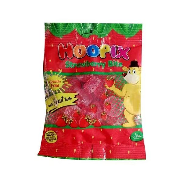 Hoopix Strawberry Bite Candy Peg Bag 90g - Case of 12 - Pakistan (BB: JAN 24)