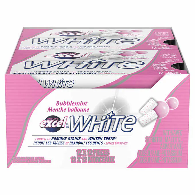 Excel White Bubblemint Gum - 12ct