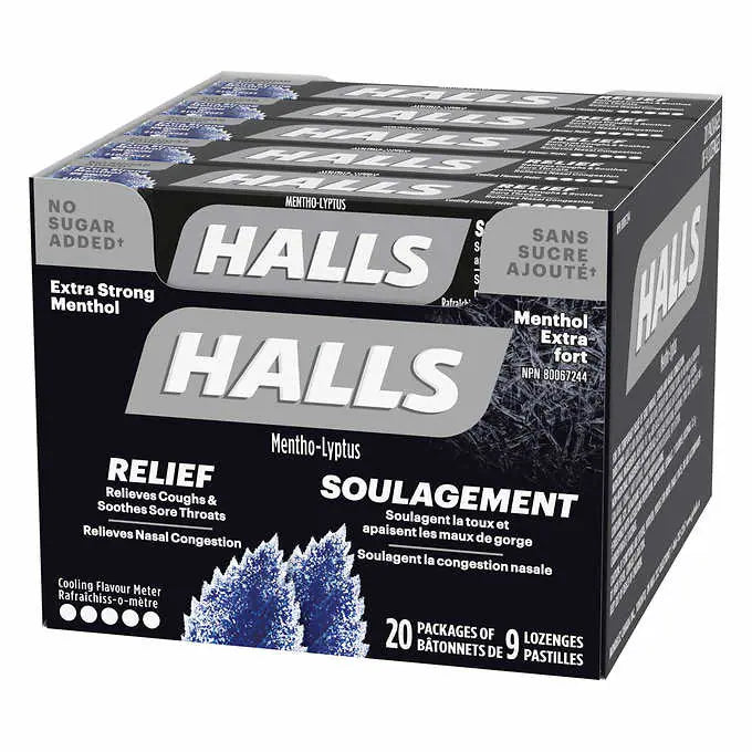 Halls Relief Extra Strong Menthol NO SUGAR - 20ct