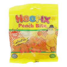 Hoopix Peach Bite Candy Peg Bag 90g - Case of 12 - Pakistan (BB: JAN 24)