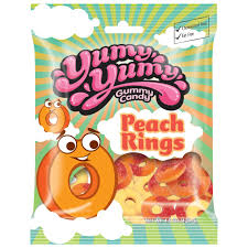 Yummy Yummy Peach Rings 128g (Case of 12)