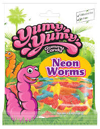 Yummy Yummy Neon Worms 128g (Case of 12)