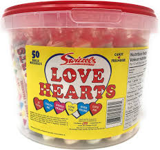 Swizzels Love Hearts Candy Tub - 50 Rolls