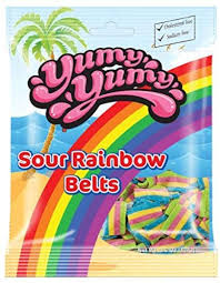 Yummy Yummy Rainbow Belts 128g (Case of 12)