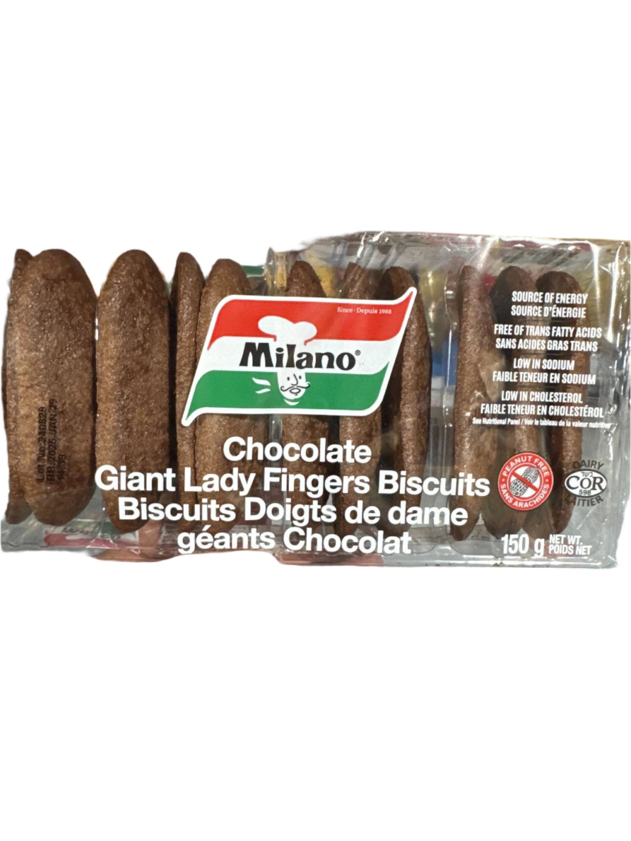 Milano Chocolate Giant Lady Fingers Biscuits 150g - Case of 12