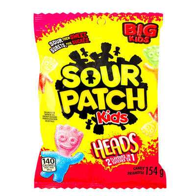 Sour Patch Kids Big Heads Peg Bag 154g - Case Of 12