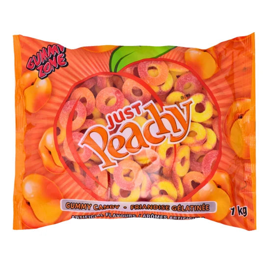 Gummy Zone Peachy Ring Gummy Candy Super Size (Case of 12)