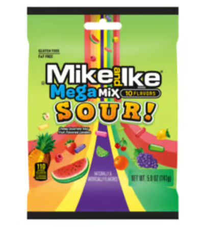 Mike & Ike Mega Mix Sour Peg Bag 141g - (Case of 12)