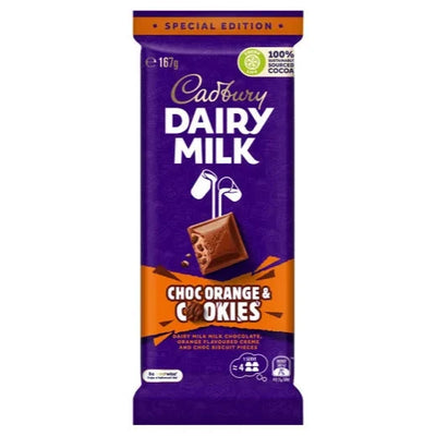 Cadbury Dairy Milk Choc Orange & Cookies 167g - Case of 16 - Australia