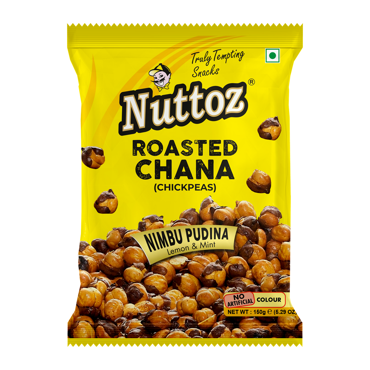 Nuttoz Roasted Chana Chickpeas Nimbu Pudina Lemon & Mint 150g - Case of 8