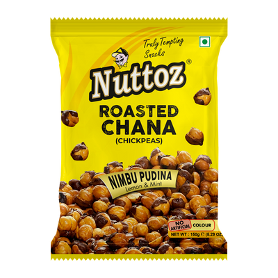 Nuttoz Roasted Chana Chickpeas Nimbu Pudina Lemon & Mint 150g - Case of 8