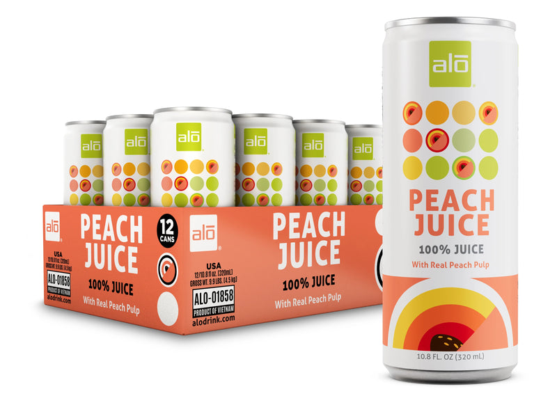 Alo Peach Juice Cans 320ml (Case of 12)