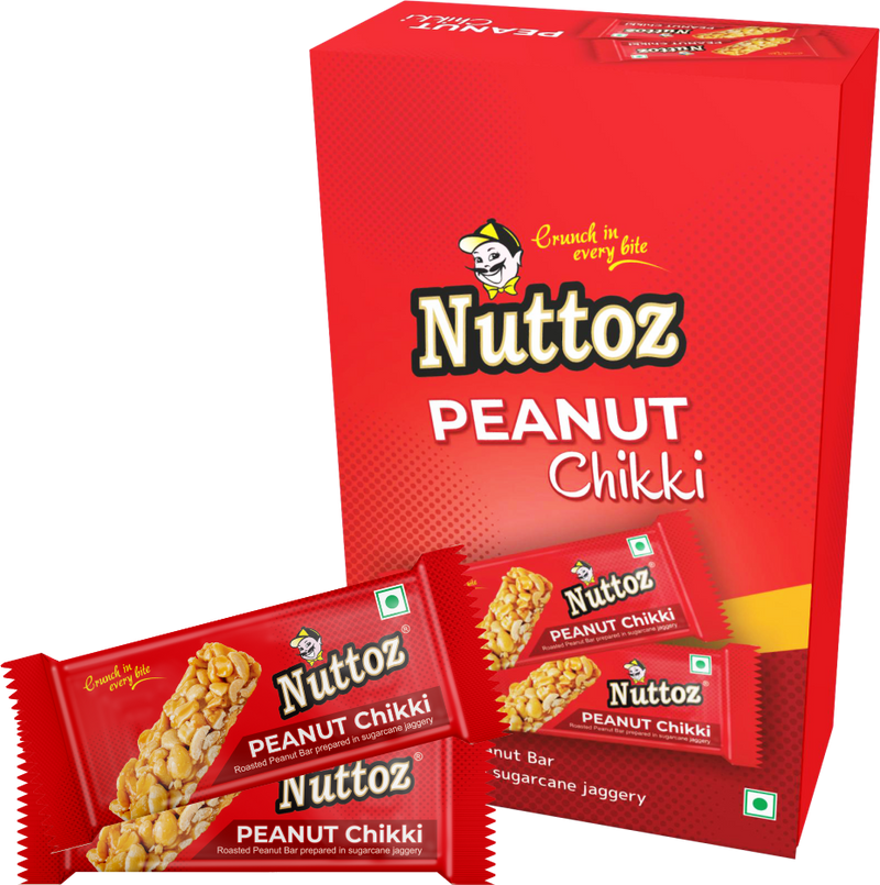 Nuttoz Peanut Chikki Bars - 10ct