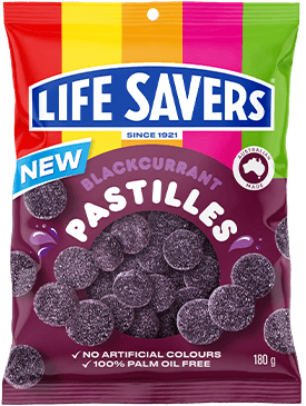 Lifesavers Blackcurrant Pastilles 160g - Case of 12 - Australia