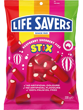 Lifesavers Raspberry Sherbert Stix 160g - Case of 12 - Australia