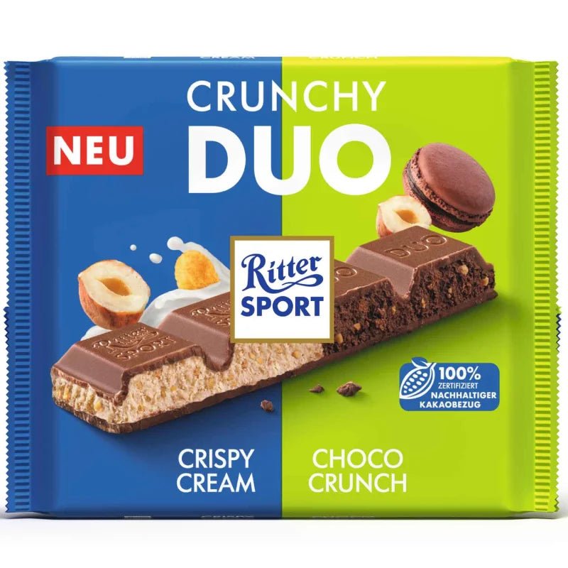 Ritter Sport Crunchy Duo Crispy Cream & Choco Crunch 218g - 12 Pack