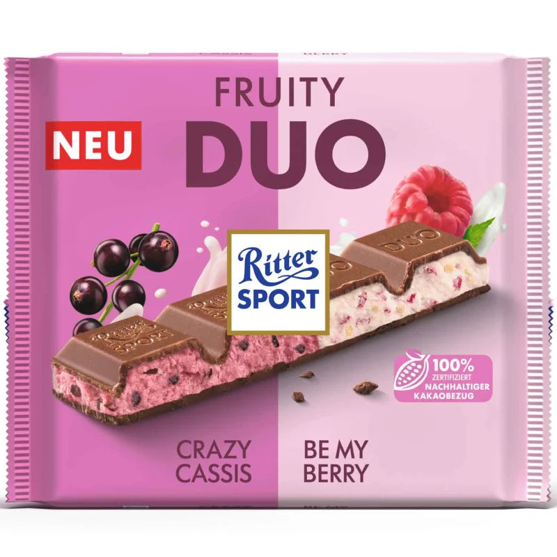 Ritter Sport Fruity Duo Crazy Cassis & Be My Berry 218g - 12 Pack