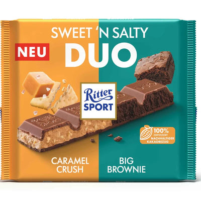 Ritter Sport Sweet 'N Salty Duo Caramel Crush & Big Brownie 218g - 12 Pack