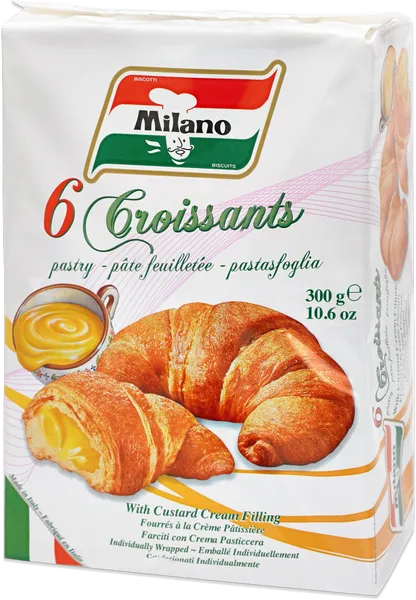 Milano 6 Croissants with Custard Cream 300g - Case of 8