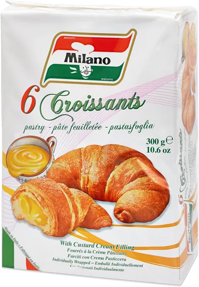 Milano 6 Croissants with Custard Cream 300g - Case of 8