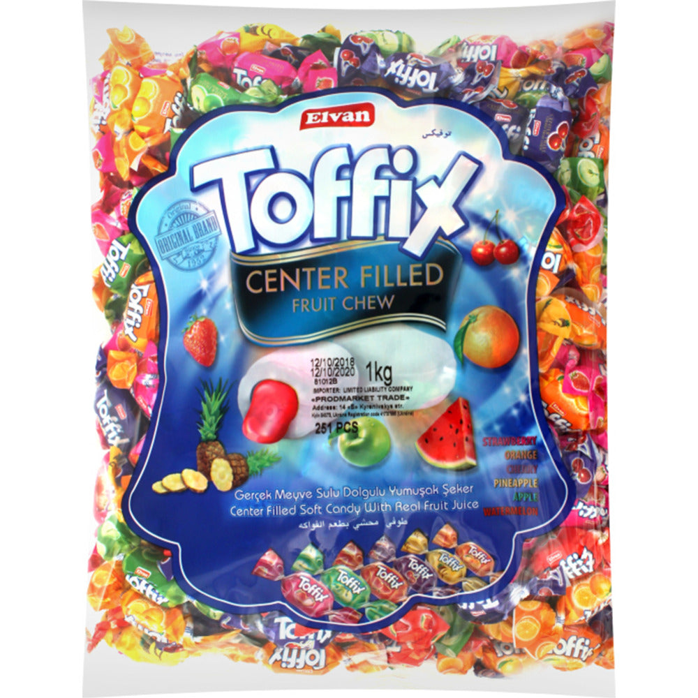 Elvan Toffix Center Filled Fruit Chew Bag 1kg