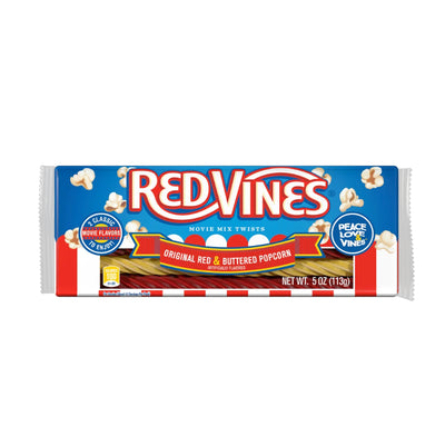 Red Vines Original Red & Buttered Popcorn - Case of 12