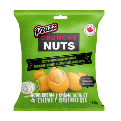 Pzazz Crunch Nuts Sour Cream & Chive 80g - 12 Pack