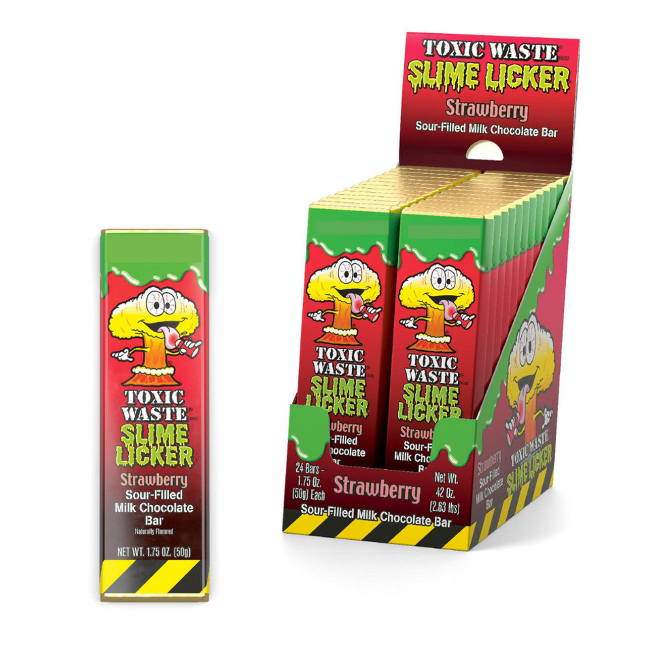 Toxic Waste Slime Licker Strawberry Milk Chocolate Bar 50g - 24ct