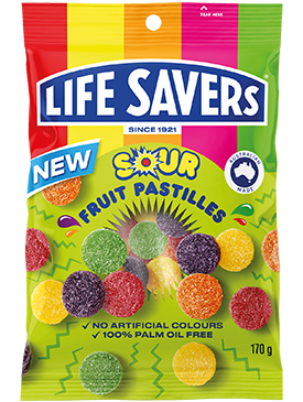 Lifesavers Sour Fruit Pastilles 160g - Case of 12 - Australia