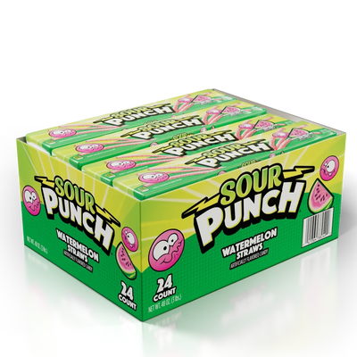 Sour Punch Watermelon Straws Candy (Case of 24)