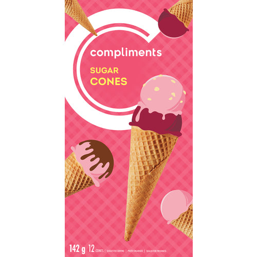 Compliments Sugar Cones 142g 12ct  - Case of 12