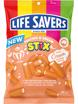 Lifesavers Peaches & Cream Stix 160g - Case of 12 - Australia