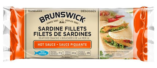 Brunswick Sardine Fillets Hot Sauce 100g - Case of 18