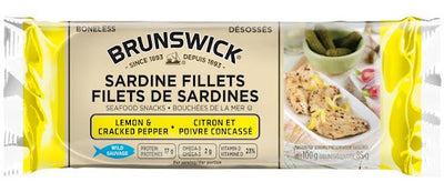 Brunswick Sardine Fillets Lemon & Cracked Pepper 100g - Case of 18