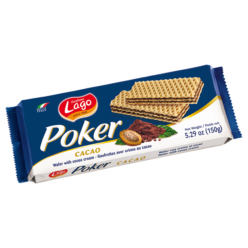 Lago Poker Wafer with Cocoa Cream 150g (Case of 16) - Europe