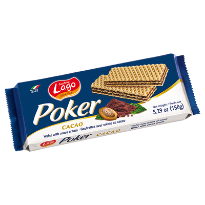 Lago Poker Wafer with Cocoa Cream 150g (Case of 16) - Europe