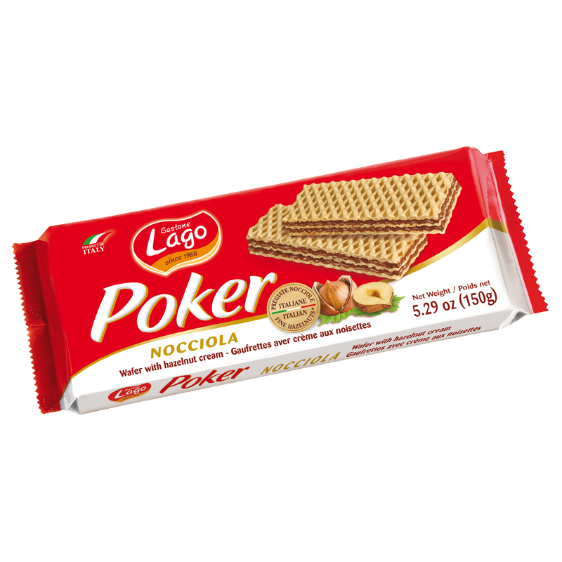 Lago Poker Wafer with Hazelnut Cream 150g (Case of 16) - Europe