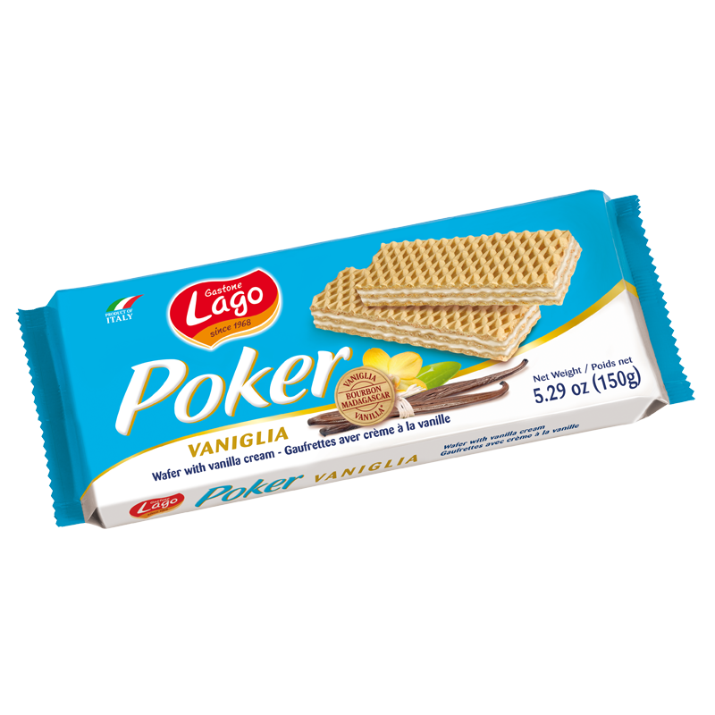 Lago Poker Wafer with Vanilla Cream 150g (Case of 16) - Europe