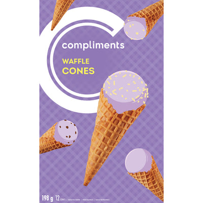 Compliments Waffle Cones 198g 12ct  - Case of 12