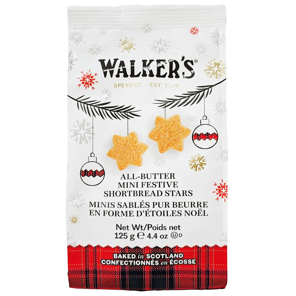 Walkers All Butter Mini Festive Shortbread Stars 125g - Case of 12