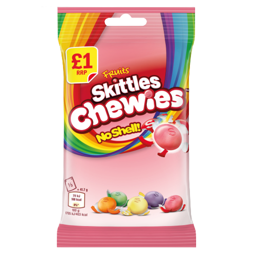 Skittles Chewies No Shell! 137g - Case of 16 - UK