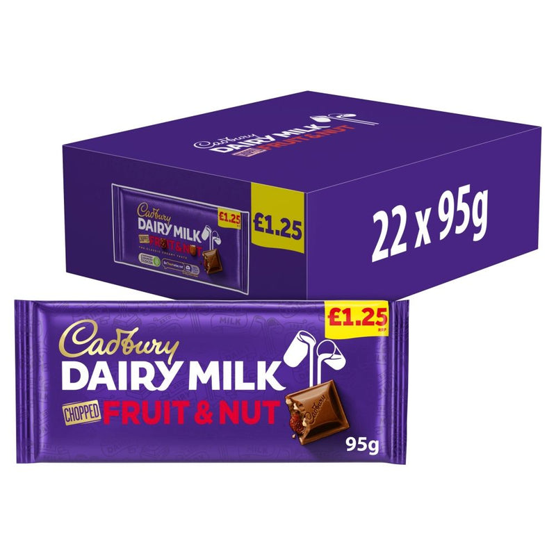 Cadbury Dairy Milk Chocolate Fruit & Nut Bar - Case Of 22 (UK Imported)