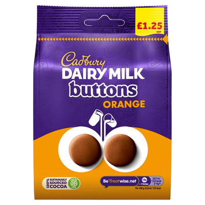 Cadbury Orange Buttons Bag 95G - Case Of 10 (UK Imported)