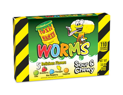 Toxic Waste Sour Worms 3oz Theater Box - Case of 12