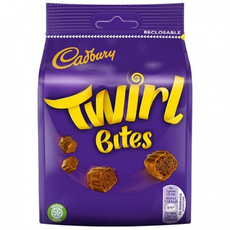 Cadbury Twirl Bites Chocolate Bag 95G - Case Of 10 (UK Imported)