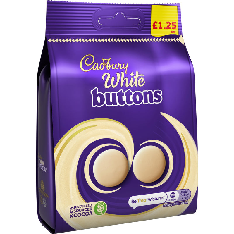 Cadbury White Buttons Bag 95G - Case Of 10 (UK Imported)