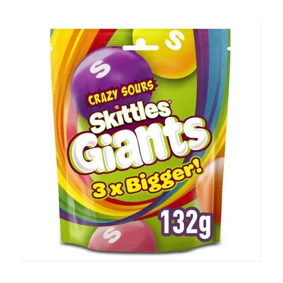 Skittles Giant Crazy Sours 132G - Case Of 15 - UK